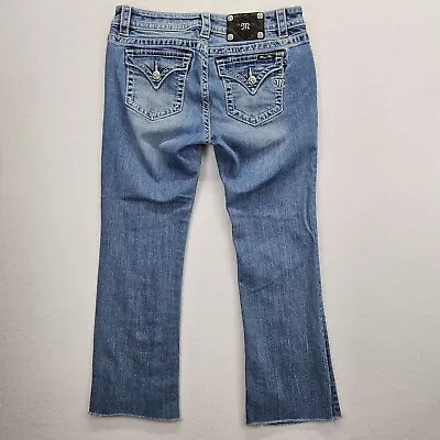 Miss Me Mid-Rise Boot Frayed Hem Jeans Womens Sz 30 ( 34 X 26 ) Light Wash Denim • $22.95