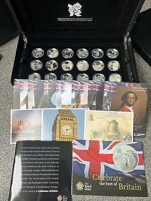 Royal Mint London 2012 Celebration Of Britain 18 Coins £5 Silver Proof Set 2009 • £850