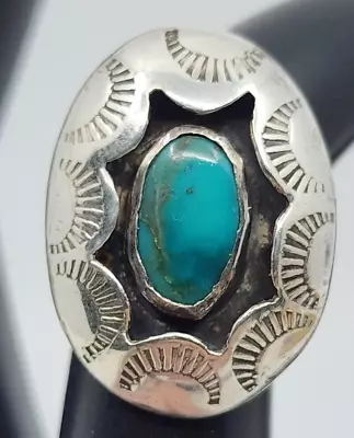 Old Pawn Vintage Native American Sterling Silver Turquoise Ring Size 6 • $71.20