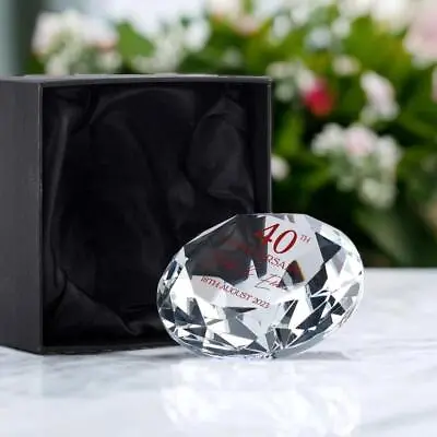Personalised 40 Years Wedding Anniversary Romantic Gift Crystal Diamond KR-6 • £15.99