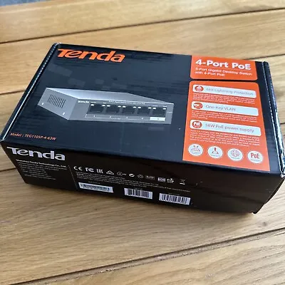 TENDA - 5 Port 10/100/1000Mbps Gigabit Desktop Switch With 4 Port PoE • £40