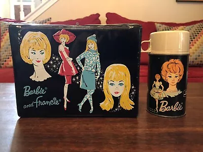 Vintage Barbie And Francie/Midge Vinyl Lunchbox And Thermos Bottle - 1965 • $100