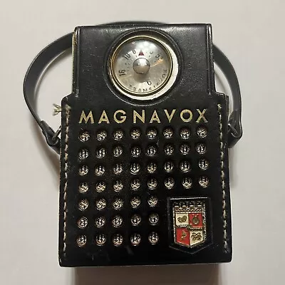 Vintage Magnavox Six Transistor Model AM-60 In Top Grain Cowhide Carrying Case • $19.99