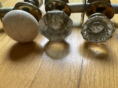 Vintage Glass And Brass Door Knobs Harloc Lock Hardware • $55