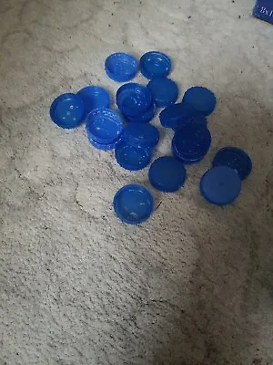 30 Plastic Carton Type Milk Bottle Tops Blue In Colour • £5
