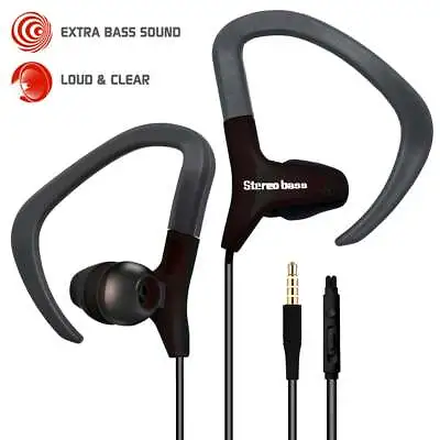 Universal Sweatproof Sport Earphones Over The Ear Earhook With Wired Microphone • $16.09