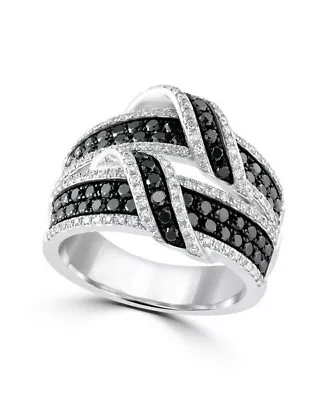 Rich Black Micro Pave Set Onyx With Bright White Cubic Zirconia Fine Party Ring • $210
