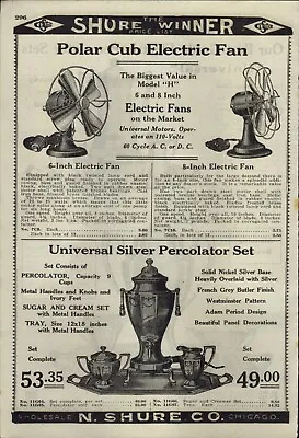 1925 PAPER AD Polar Cub Electric Fan Universal Silver Percolator Manning Bowman • $19.99