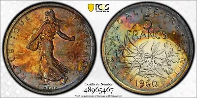 1960 France 5 Francs PCGS MS65 MS - Monster Toned • $53.73