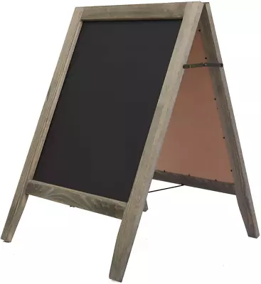 Rustic Vintaged Wooden Freestanding A-Frame Double-Sided Chalkboard Sign/Sturdy • $78.29