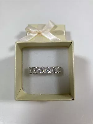 TJC 1.68ct Moissanite Seven Stone Ring For Women In Platinum Over Silver Size O • £47.99