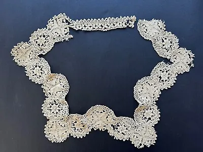 Antique Silk Maltese Lace Collar Neckline Trim Handmade AS IS • $19.57