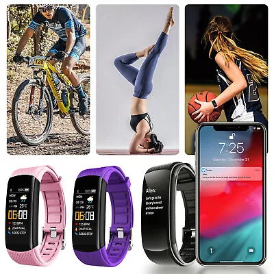 Fitness Bracelet Sport Tracker Blood Pressure Heart Rate Pedometer Smart Watch • $21.84