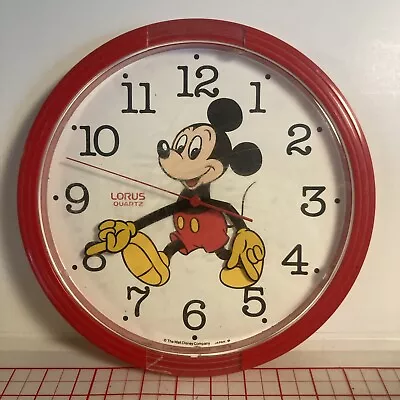 Disney Mickey Mouse 10 Inch Wall Clock Red Lorus Quartz Japan - Working • $16.99