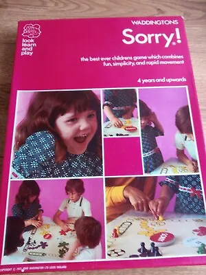 Vintage  SORRY  Look Learn & Play Board Game. By Waddingtons 1973. Complete. • £17.99