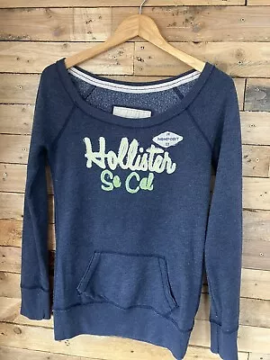 Hollister Womens Long Blue Round Neck Sweater Size S Small So Cal 🖤 • £13.99