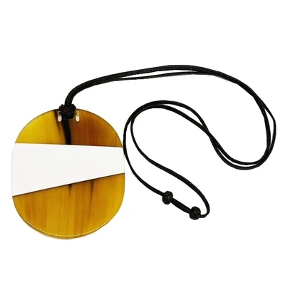 $395.38 • Buy Hermes Buffalo Horn Om Pm Necklace Pendant Accessory Jewellery Brown White Mens