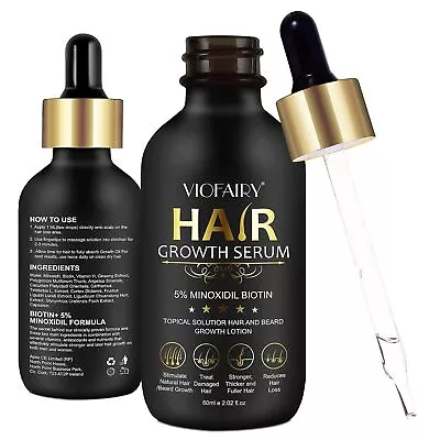 Minoxidil For Men And Women - Biotin Hair Growth Serum & 5% Minoxidil Treatment  • $14.98