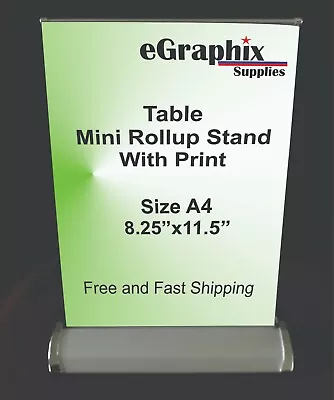 Table Top - Mini Banner Stand (Display) With Custom Print Size A4 (8.25 X11.5 ) • $35