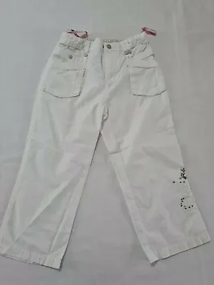 Girls Trousers Pampolina Age 8 100% Cotton White 3426 • £5.59