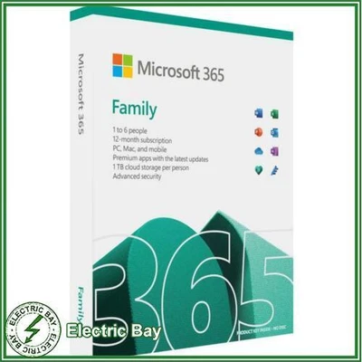 $119 • Buy Microsoft Office 365 Family 1 Year Subscription 1-6 Users 6GQ-01554