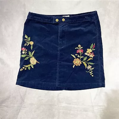 Mossimo Supply Co Women’s Blue Embroidered Floral Mini Skirt Size 4 • $14.99