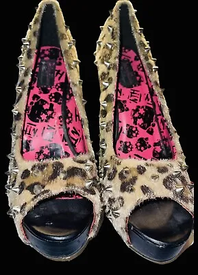Abbey Dawn By Avril Lavigne What The Hell Studded Leopard Peep-Toe Pump Size 10 • $35