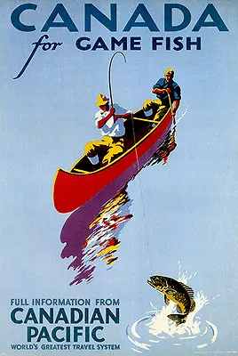 1939 Canadian Pacific - Canada For Game Fish - Travel Advertising Poster • $9.99