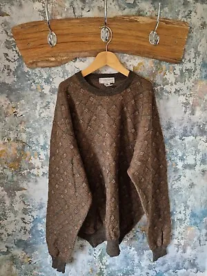Tricots St Raphael Vintage 90s Pure New Wool Patterned Cosby Knit Jumper Uk L • £22.99