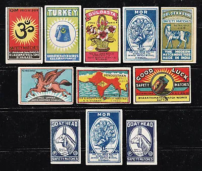 Vintage Lot Of 11 Safety Match Box Labels Nicely Illustrated • $15.95