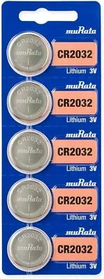 5 New Super Fresh Murata Sony CR2032 2032 DL2032 3V Button Coin Battery EXP2032 • $2.88
