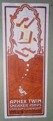 $25 • Buy Aphex Twin 1996 RARE Concert Poster W/Sneaker Pimps Seattle DV8