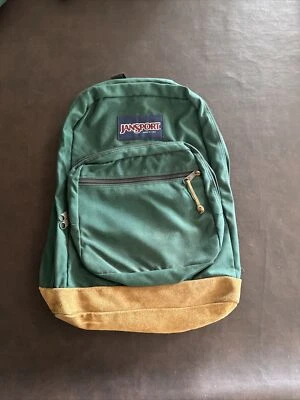 $39.99 • Buy Vintage Jansport Suede Leather Bottom Backpack Book Bag Green Made In USA