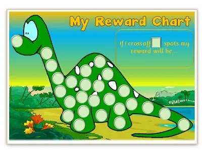 MAGNETIC-DINOSAUR POINTS REWARD CHART-Behaviour/Potty-SENFree Pen/Stickers REUSE • £3.37