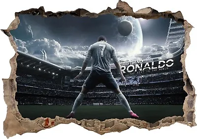 £10.99 • Buy CR7 Cristiano Ronaldo Madrid Football 3d Smashed Wall View Sticker Poster 1003