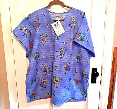 Simply Basic 2X Dancing Frogs Scrub Top New W Flaw • $11.99