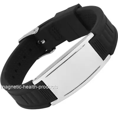 Mens Magnetic Silicone Health Wristband Sports Bracelet Arthritis Pain Relief • £21.99