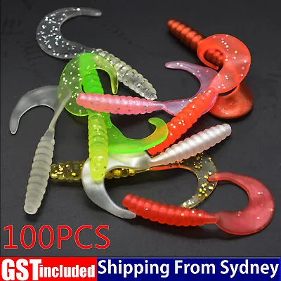 $5.78 • Buy 100X Lure Plastic 35mm Paddle Tail Worm Bass Soft Grub Tackle Fishing Lure Bream