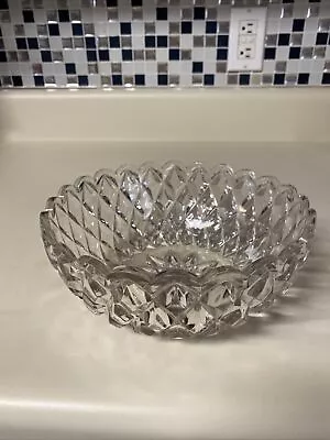 Vtg Antique Cut Glass Bowl 3D Diamond Shape With Scalloped Edges Star Middle • $15