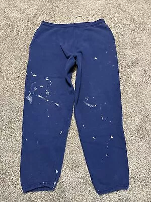Vintage Lee Sweatpants Mens Large Blue Jogger Paint Splatter USA Heavy Weight • $19.99