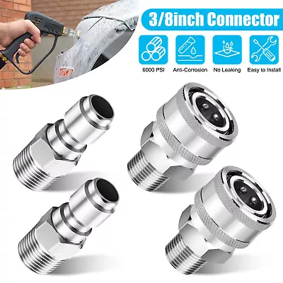 4Pcs 3/8  NPT Stainless Steel Quick Connect Fitting Pressure Washer Adapter Set • $14.98