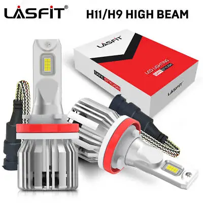 2x LASFIT H11 H9 6000K Cool White LED Headlight Bulbs Conversion Kit High Beam • $34.99