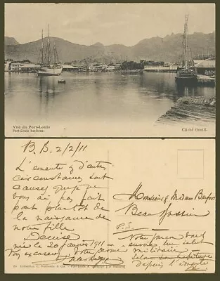 Mauritius 1911 Old Postcard Port Louis Harbour Ships Boats Mountains Panorama • £26.99