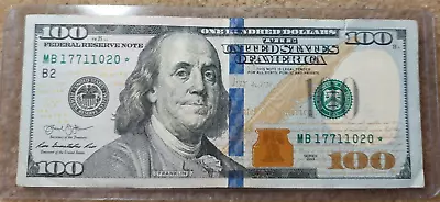 $100 Dollar Bill Us Bill Star Note Series 2013 Mb 17711020* • $119.99