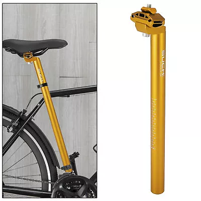 27.2x350mm Bicycle Seat Post Aluminum Alloy Adjustable With Clamp Gold Tone • $18.52