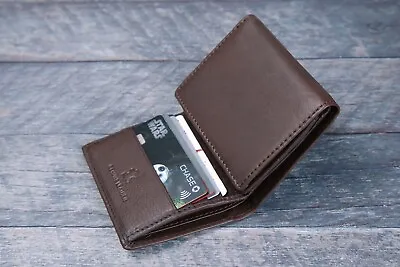 Mens Trifold Leather Wallet RFID Blocking BROWN New Bullz Wallets • $14.25