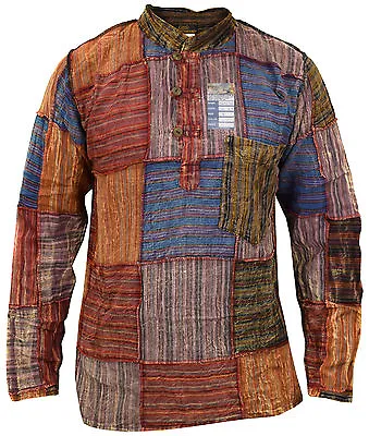 £19.99 • Buy Patchwork Light Cotton Grandad Casual Lounge Summer Hippie Boho Kurta Shirt Top 