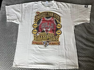 Mens XL Chicago Bulls 1996 Greatest Team Ever Championship - Starter T Vintage • $49.99