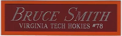 BRUCE SMITH VIRGINIA TECH NAMEPLATE FO AUTOGRAPHED Signed HELMET-JERSEY-FOOTBALL • $10