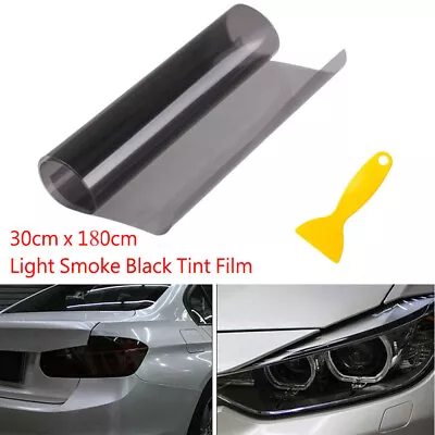 Gloss Light Black 12 X72  Headlight Taillight Fog Light Tint Film Vinyl Wrap • $8.99